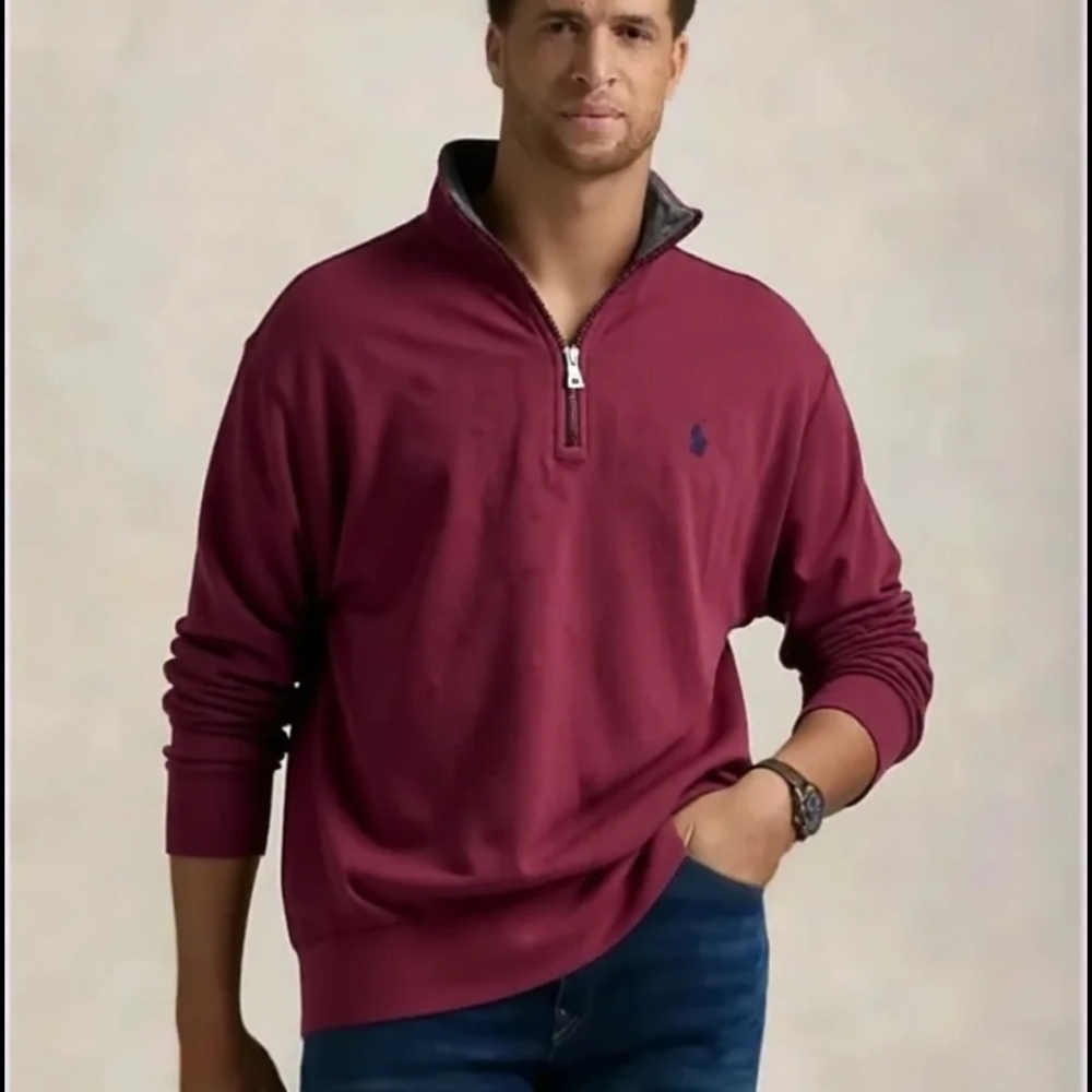 Polo by Ralph Lauren Gray and Burgundy Pullover